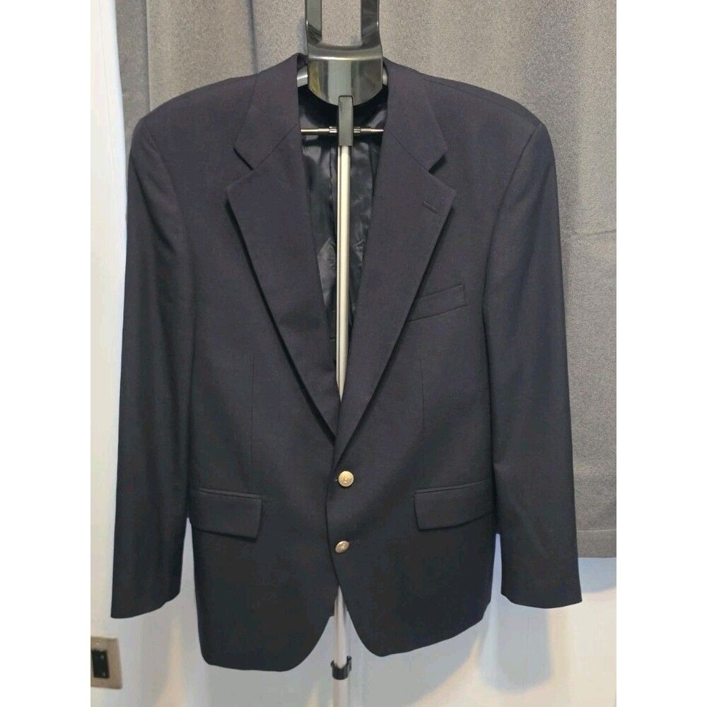 Chaps Ralph Lauren Wool Blazer Mens 42R Navy Blue Gold Buttons 42 Regular